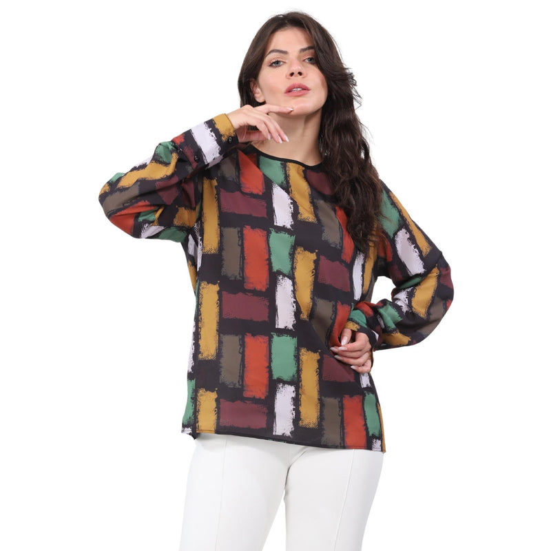 Blusa manga longa estampada muro