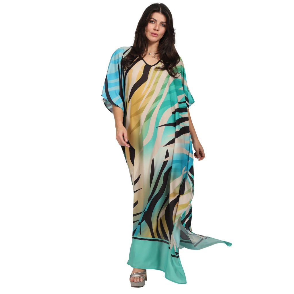 Kaftan vestido longa estampada Algas