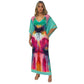 Kaftan vestido longo malha Bixugrillo estampa Aquqarela Duo