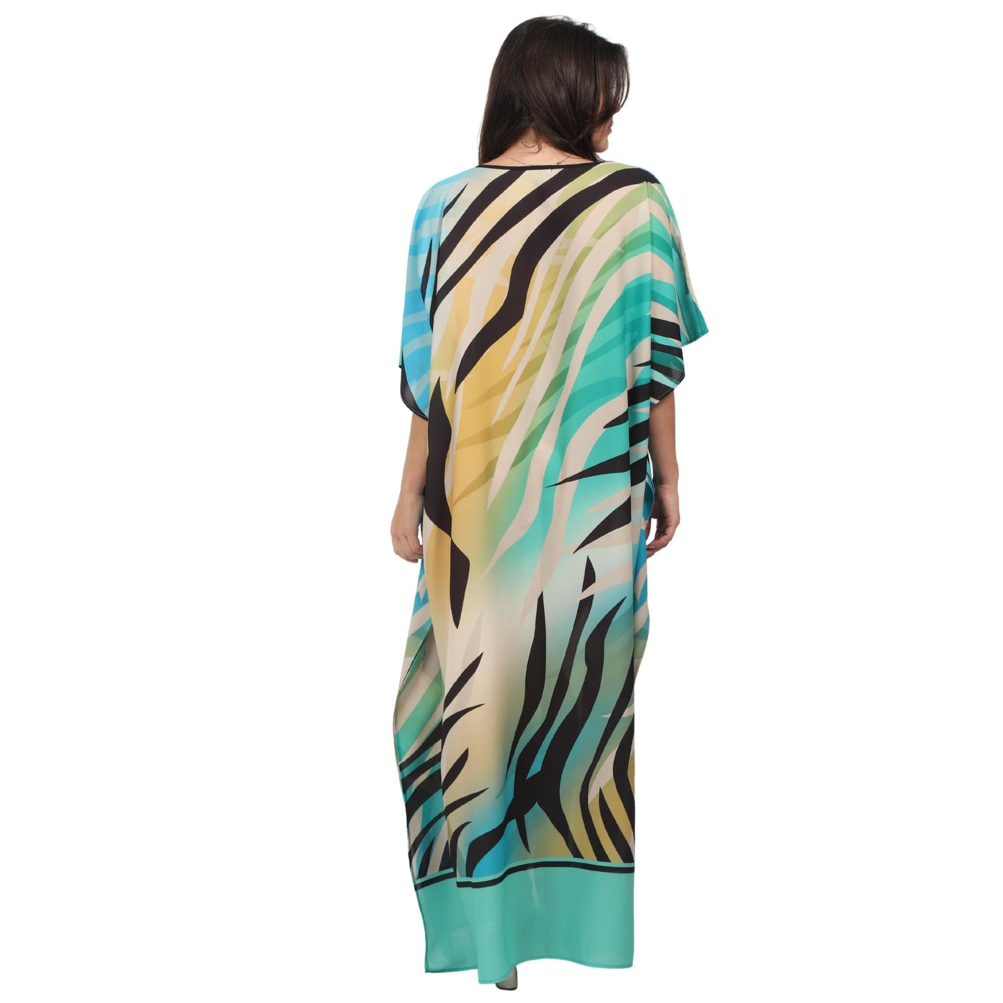 Kaftan vestido longa estampada Algas
