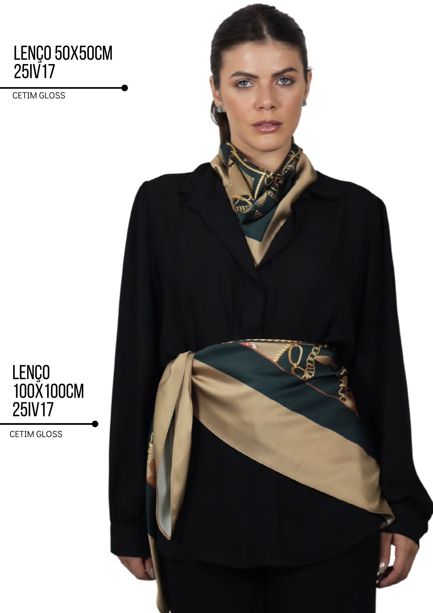 kit de 02 Lenço Estampado Exclusivo Bixugrillo Correntes