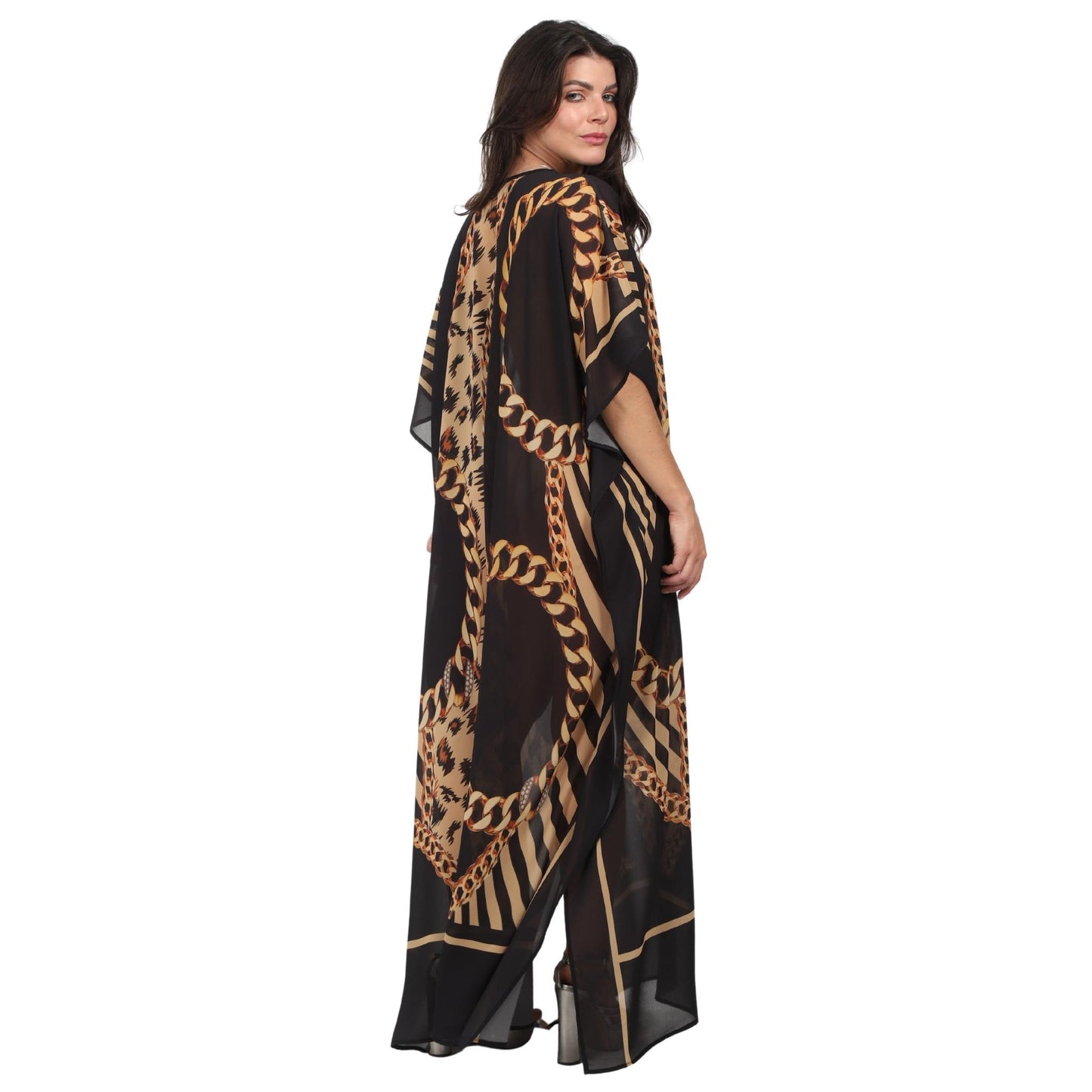 Kaftan vestido longa estampada Clássico