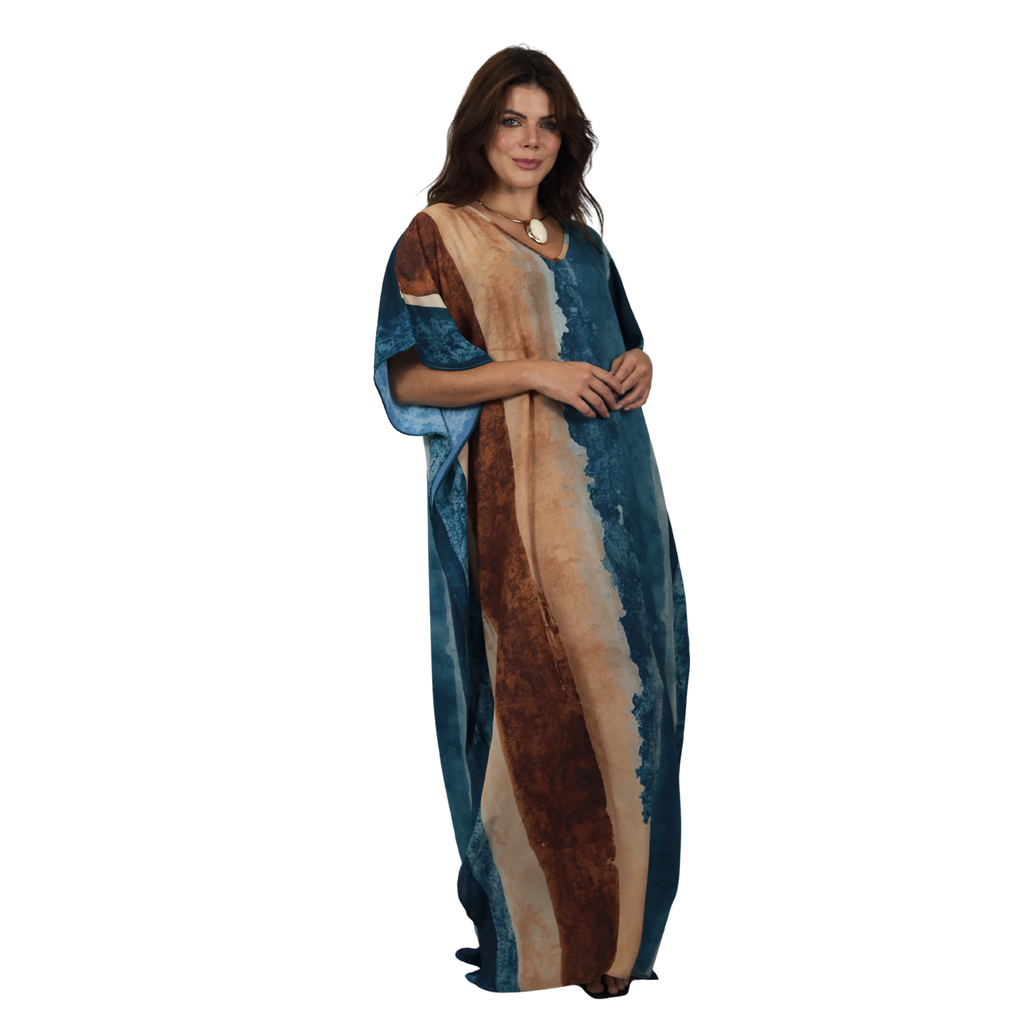 Kaftan Longa Feminina em GGT Toque de Seda | Estampa Exclusiva BIX.G | Maré Siena