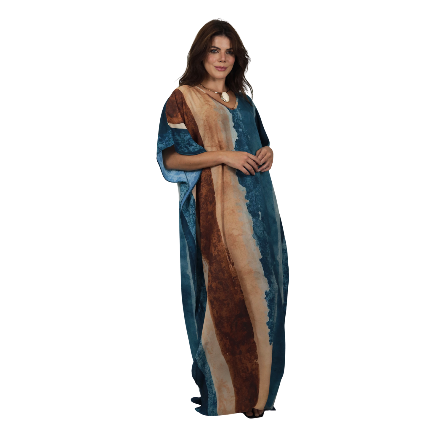 Kaftan Longa Feminina em GGT Toque de Seda | Estampa Exclusiva BIX.G | Maré Siena