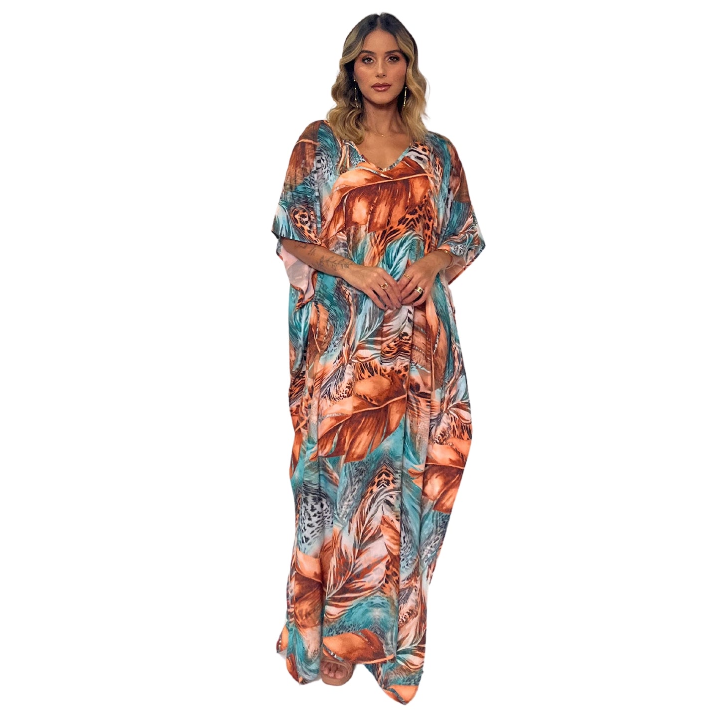 Kaftan VESTIDO longa Bixugrillo estampa Nambia