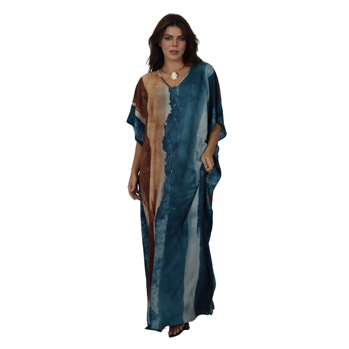 Kaftan Longa Feminina em GGT Toque de Seda | Estampa Exclusiva BIX.G | Maré Siena