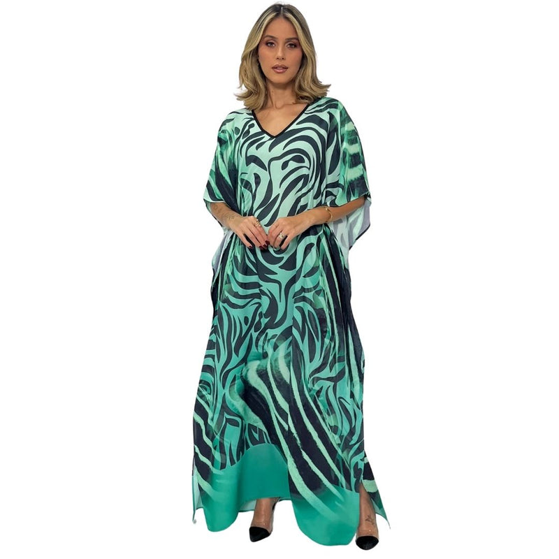 Kaftan Longa estampada Bixugrillo Zebbra green