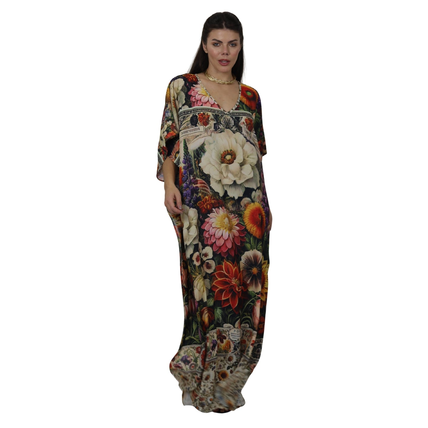 Kaftan Longa estampada Bixugrillo Garden