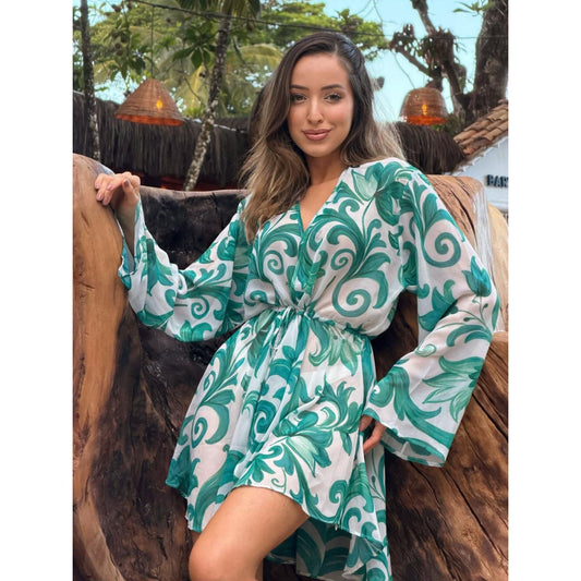 kaftan curto GGT toque de Seda de  Bixugrillo estampado POSITANO