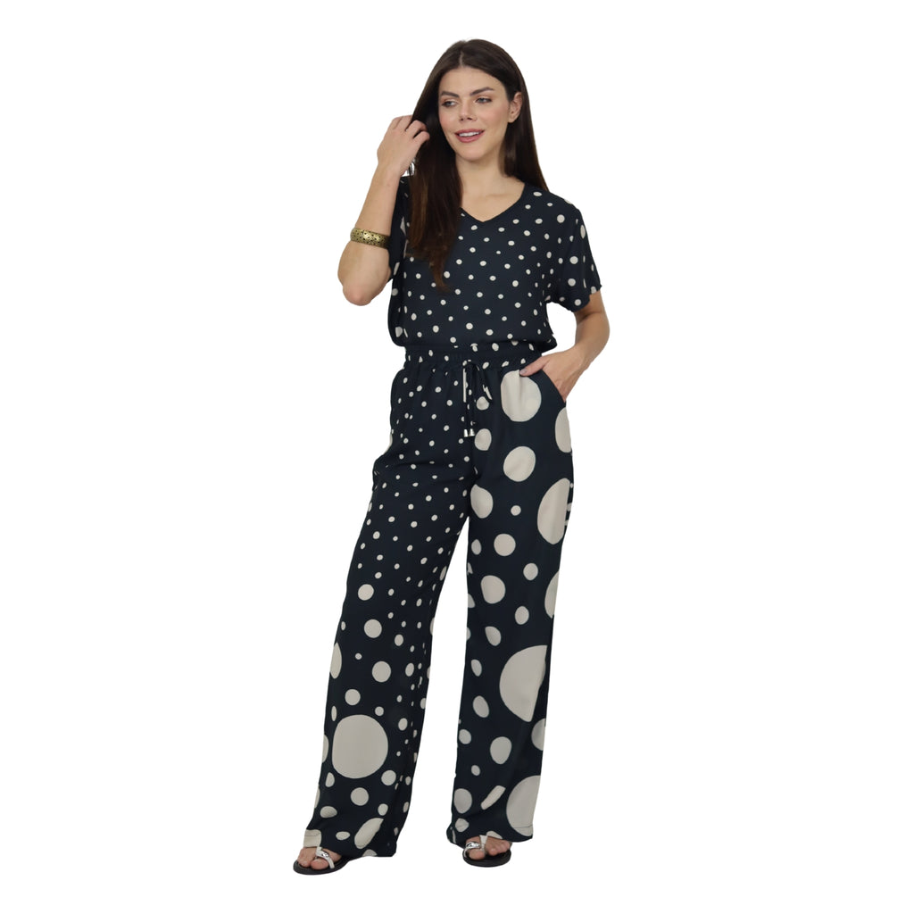 Conjunto Blusa e Pantalona BIXUGRILLO estampada Póa PeB