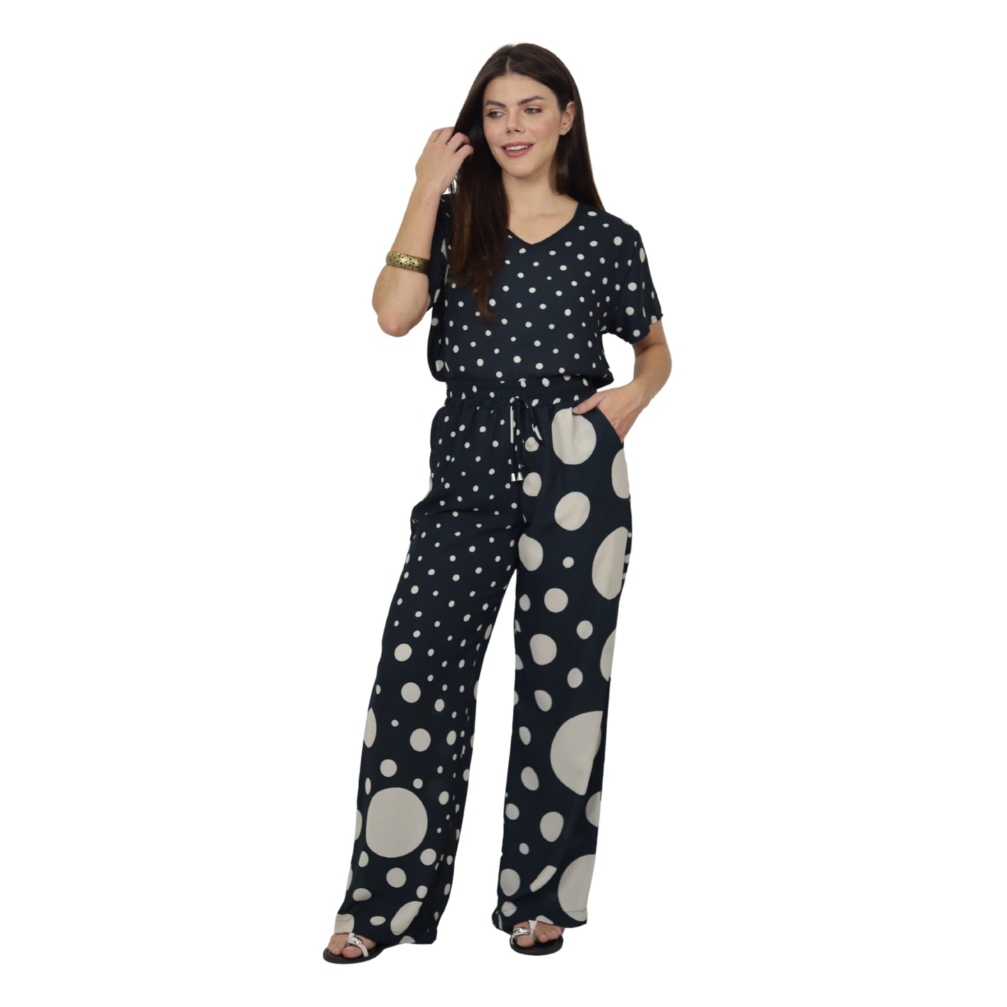 Conjunto Blusa e Pantalona BIXUGRILLO estampada Póa PeB