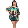 Blusa Kaftan ombro aberto estampada Praia pavão
