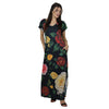Vestidos longo malha fria Bixugrillo estampado Rosas Bloom