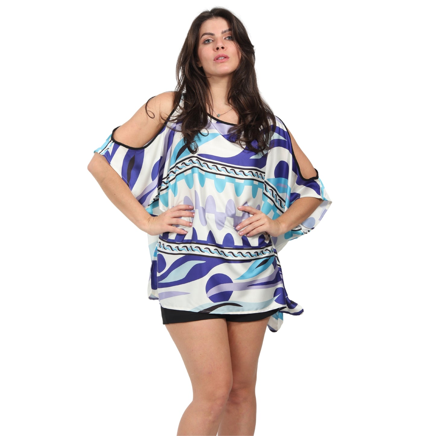 Blusa Kaftan ombro aberto estampada Aquário