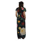 Vestidos longo malha fria Bixugrillo estampado Rosas Bloom