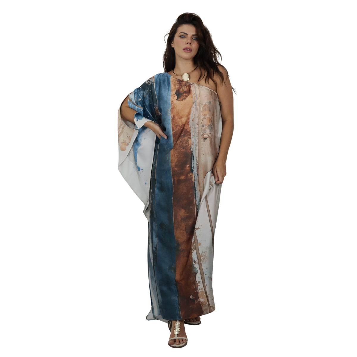 Vestido Kaftan Longo Nula Manga | BIXUGRILLO Estampada | Elemento