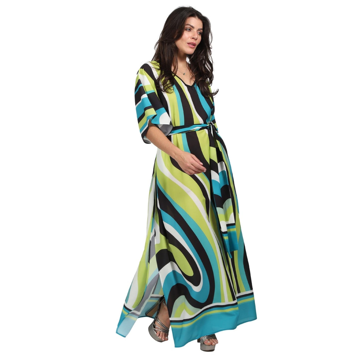 Kaftan vestido longa estampada sinuoso