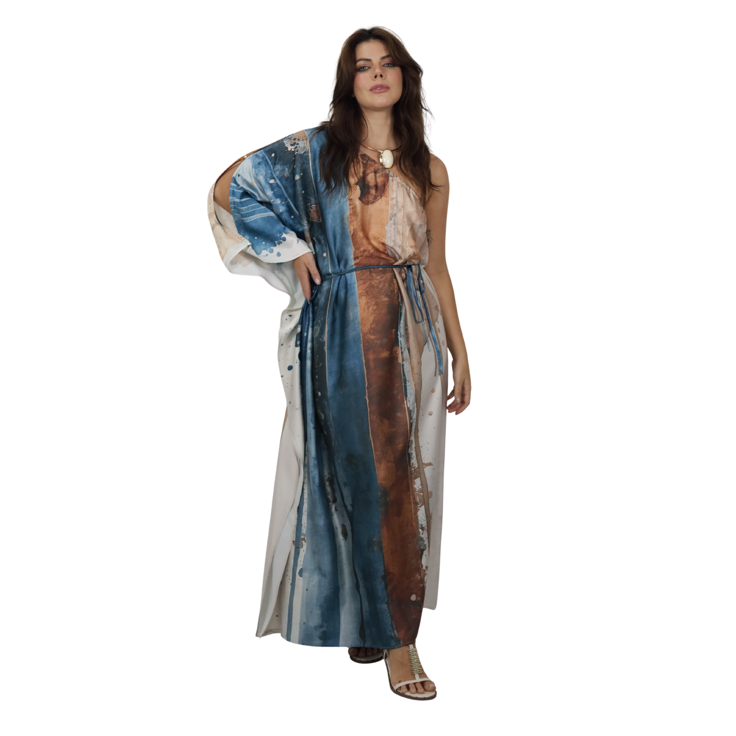 Vestido Kaftan Longo Nula Manga | BIXUGRILLO Estampada | Elemento