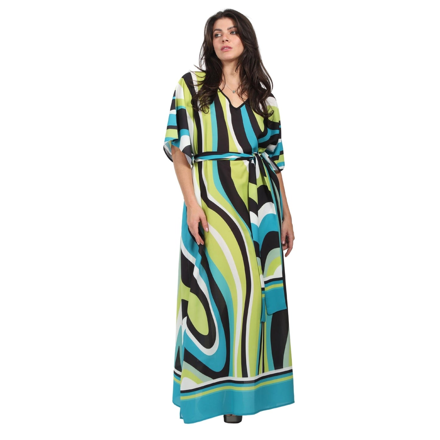 Kaftan vestido longa estampada sinuoso