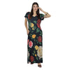 Vestidos longo malha fria Bixugrillo estampado Rosas Bloom