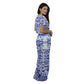 Conjunto Blusa e Pantalona BIXUGRILLO estampada Moldura Azul