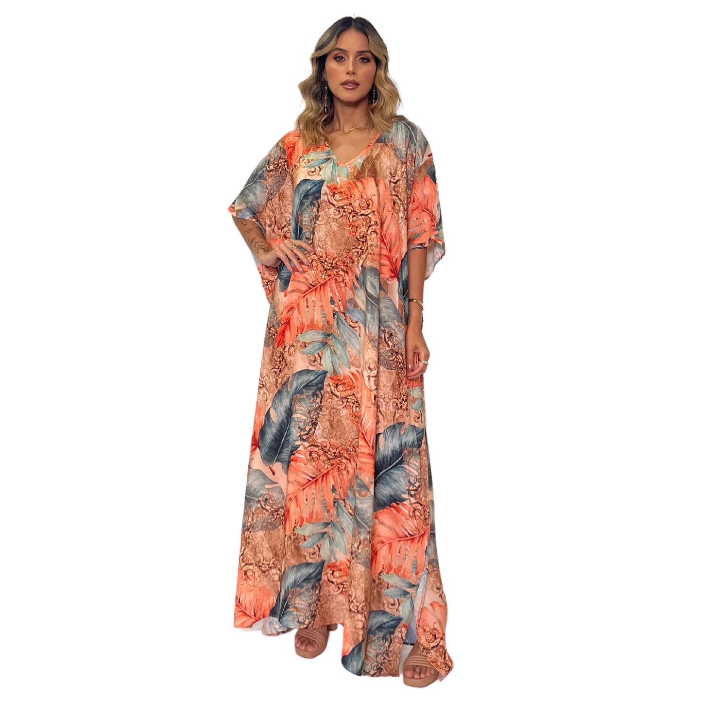 Kaftan Longa estampada Bixugrillo Antunes