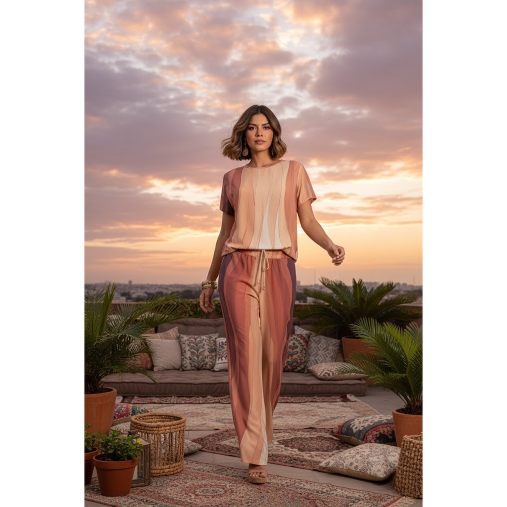 Conjunto Blusa e Pantalona BIXUGRILLO estampada Flow Rosa