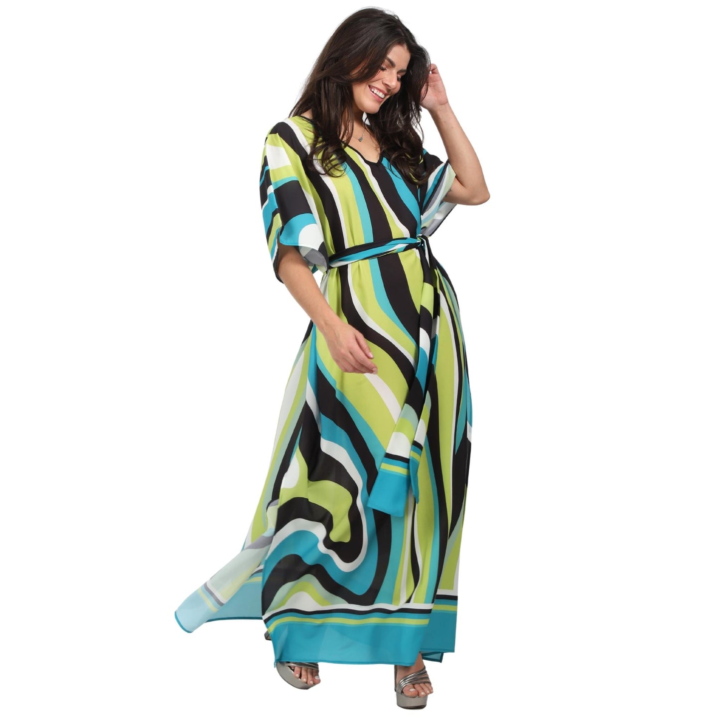 Kaftan vestido longa estampada sinuoso