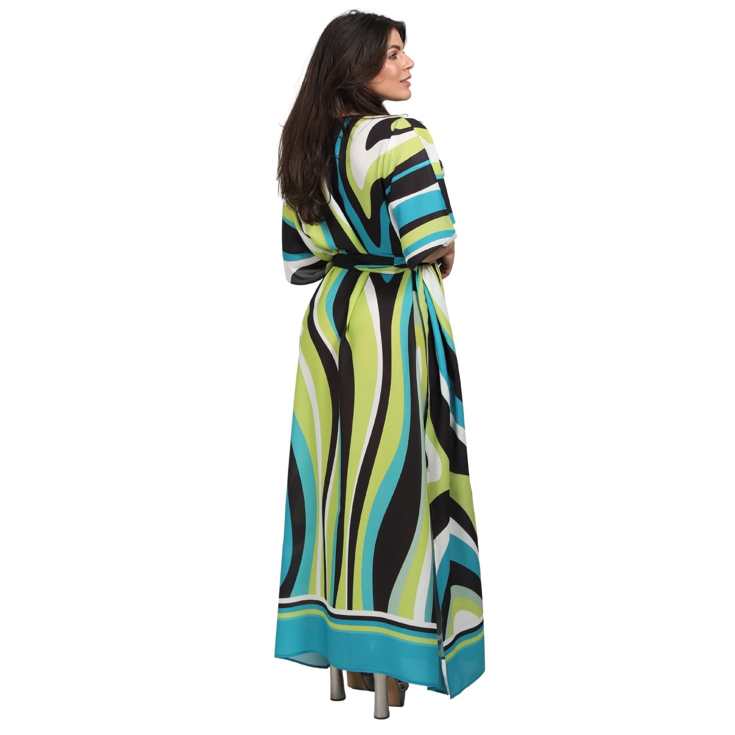 Kaftan vestido longa estampada sinuoso