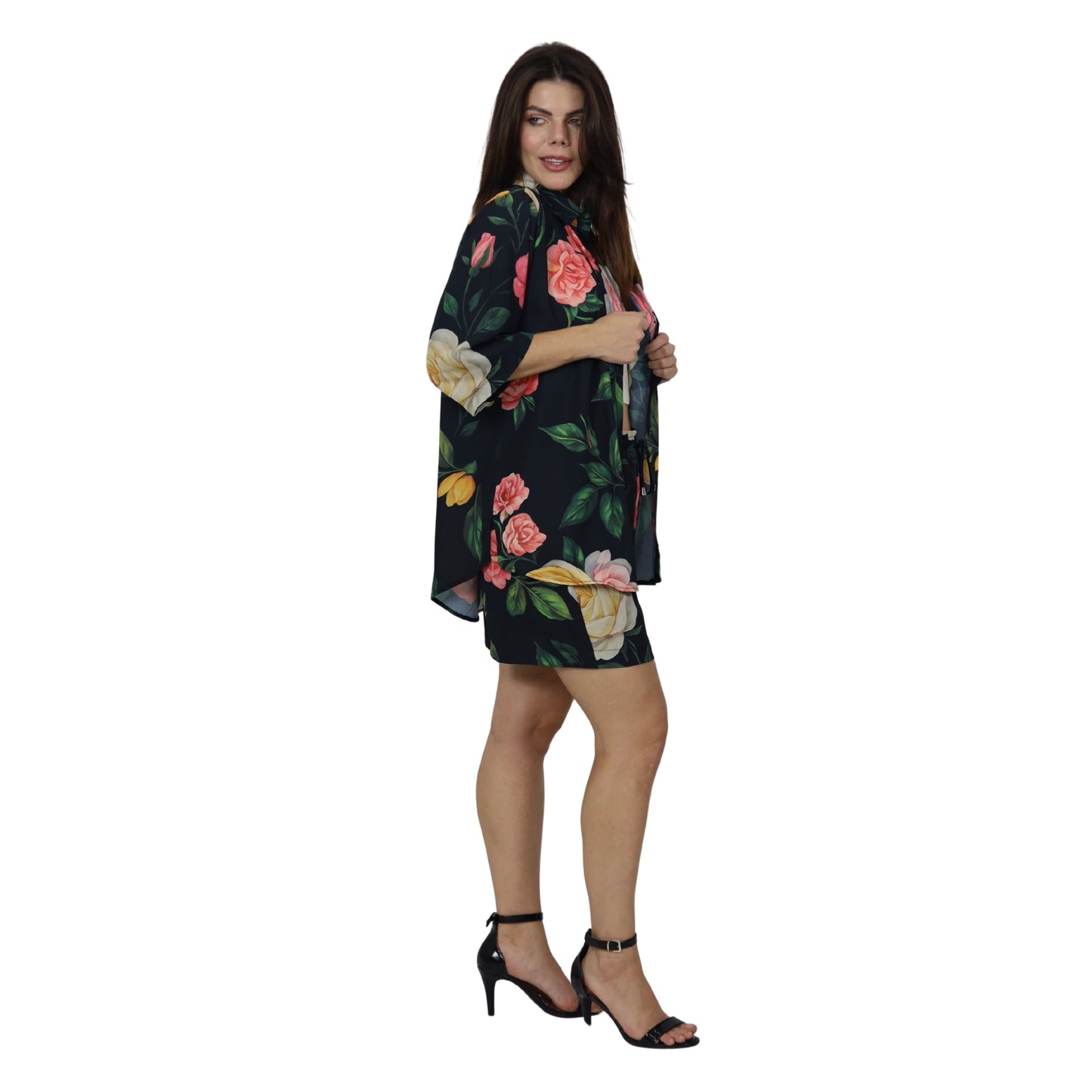 Conjunto 02 PÇS Camisão e Short BIXUGRILLO estampado Rosas Bloom