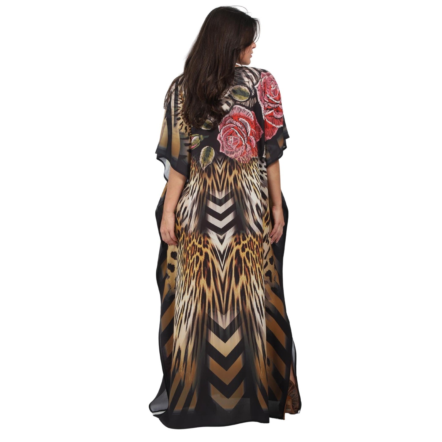 Kaftan vestido longa estampada Tigre