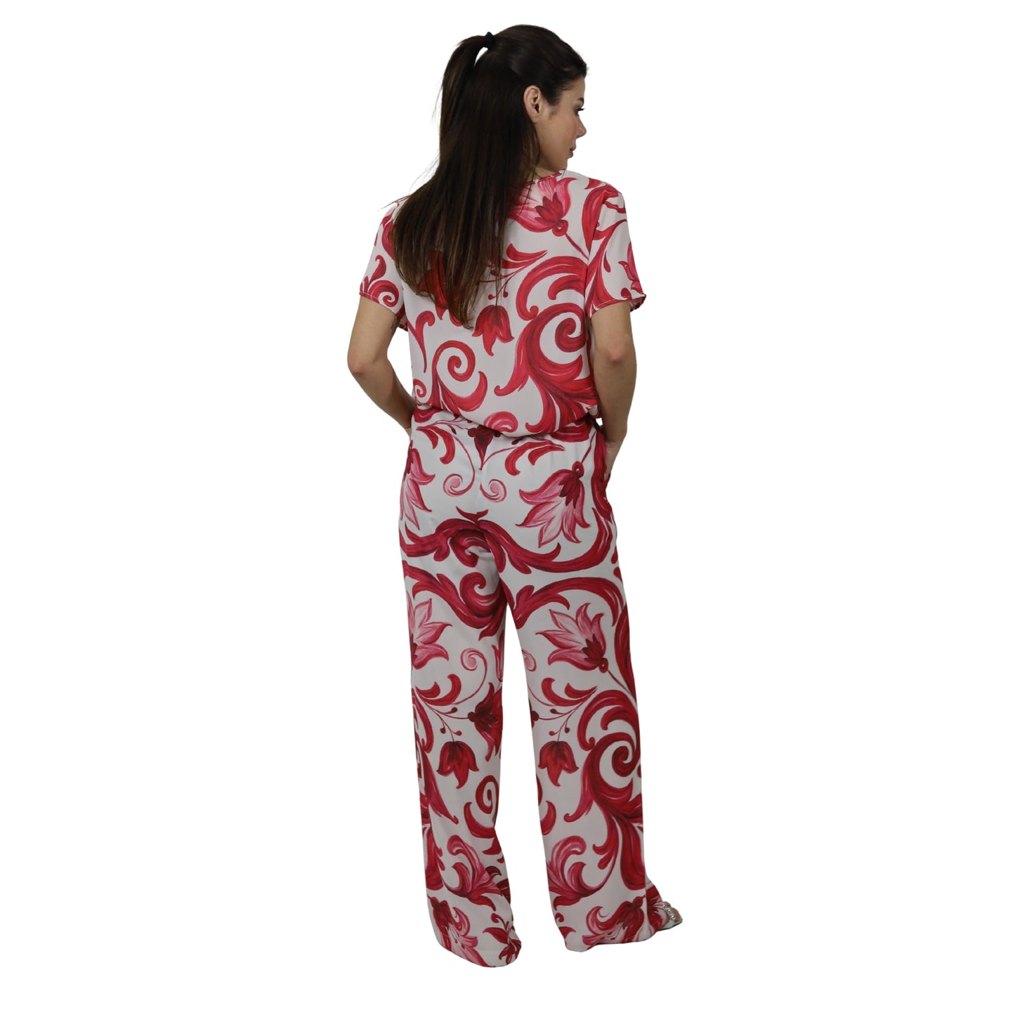 Conjunto Blusa e Pantalona BIXUGRILLO estampada Moldura Rosa