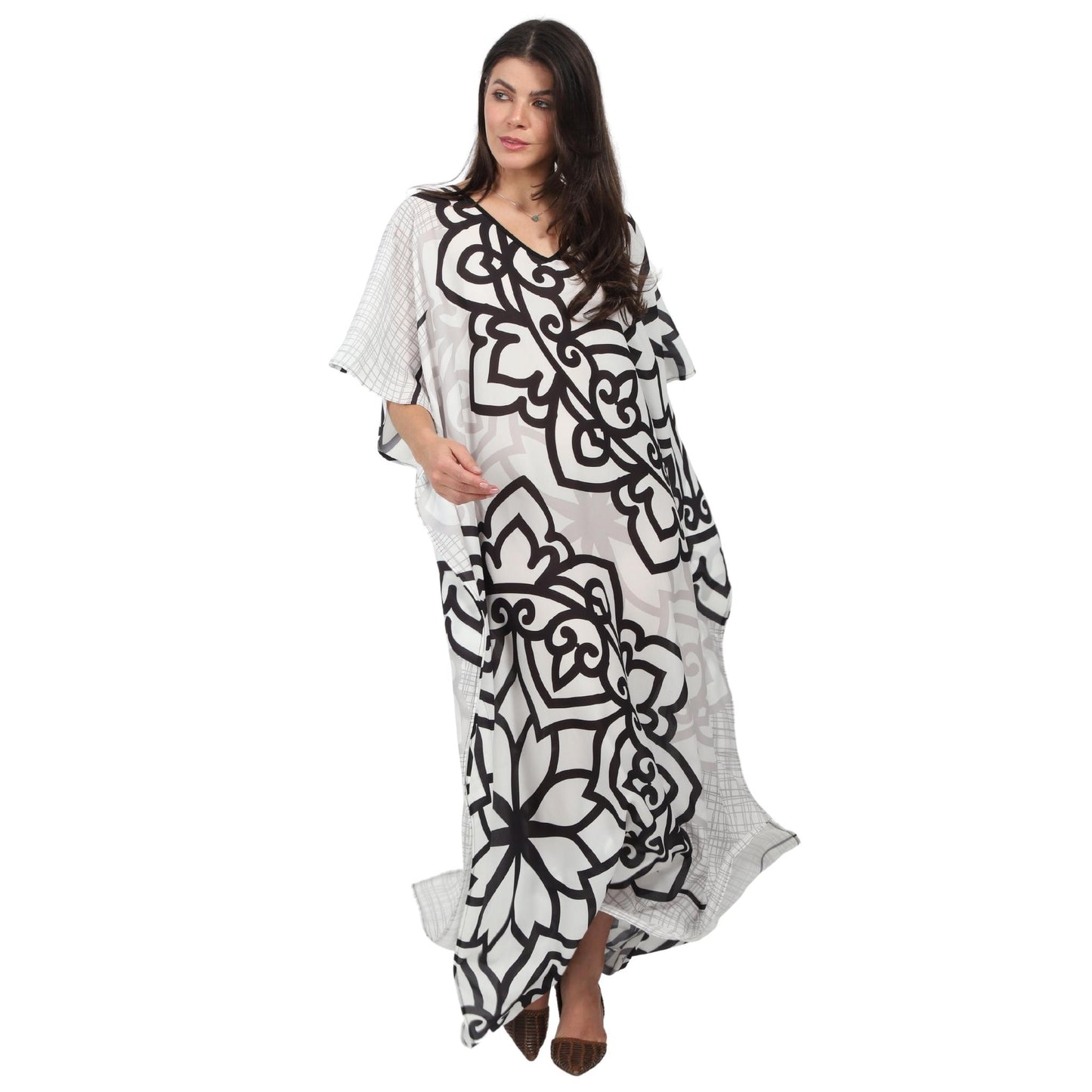 Kaftan vestido longa estampada mandala duo