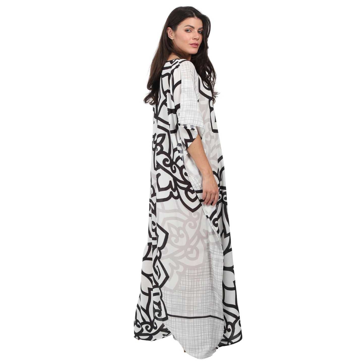 Kaftan vestido longa estampada mandala duo