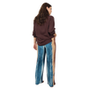 Conjunto 2pçs Camisão marron e Pantalona BIXUGRILLO estampado listras aquareladas