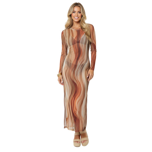 Vestido midi em tule  Bixugrillo estampado fitas