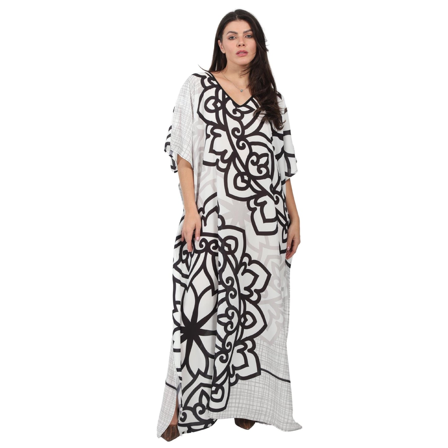 Kaftan vestido longa estampada mandala duo