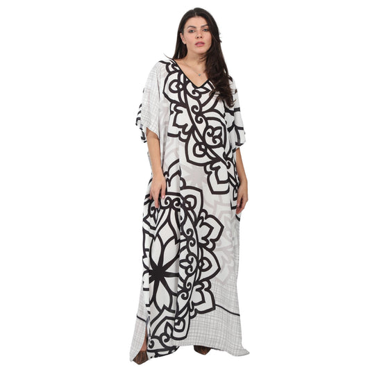 Kaftan vestido longa estampada mandala duo