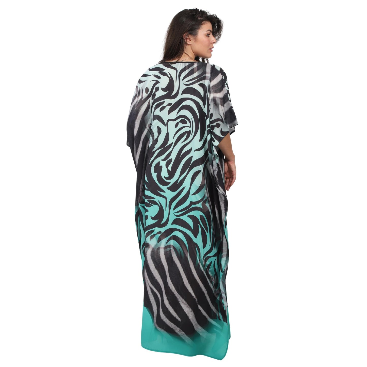 Kaftan vestido longa estampada zebra green