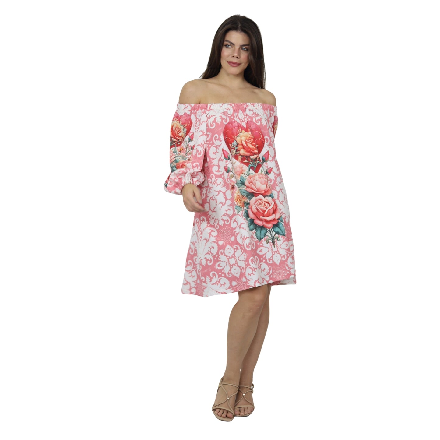 Vestido  Curto Ciganinha Bixugrillo estampado corações