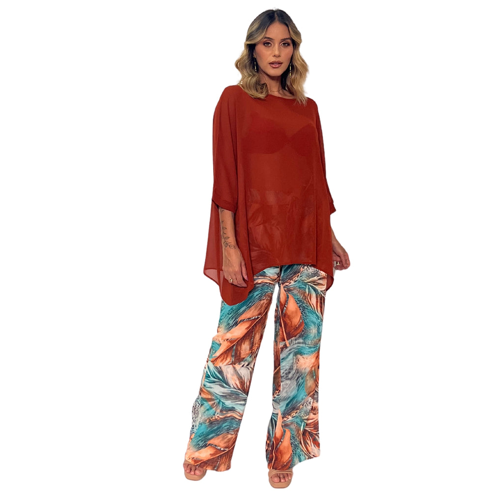 Blusa manga morcego lisa Telha