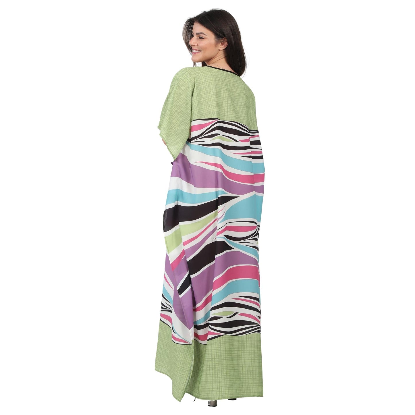 Kaftan vestido longa estampada fibras