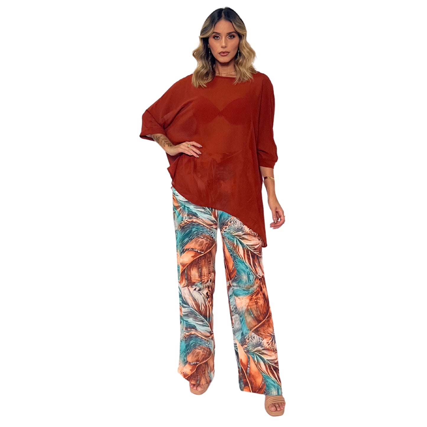 Blusa manga morcego lisa Telha