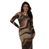 Vestido Midi Tule com Elastano Ondas de Siena | Estampa Exclusiva BIX.G Ondas Siena