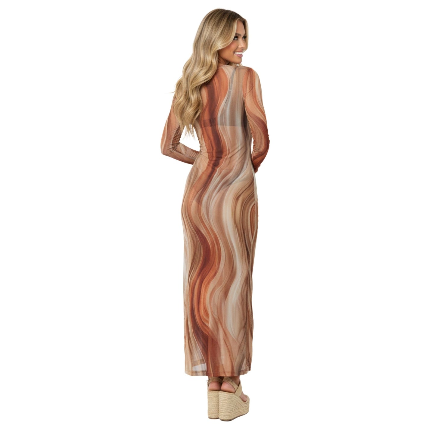 Vestido midi em tule  Bixugrillo estampado fitas