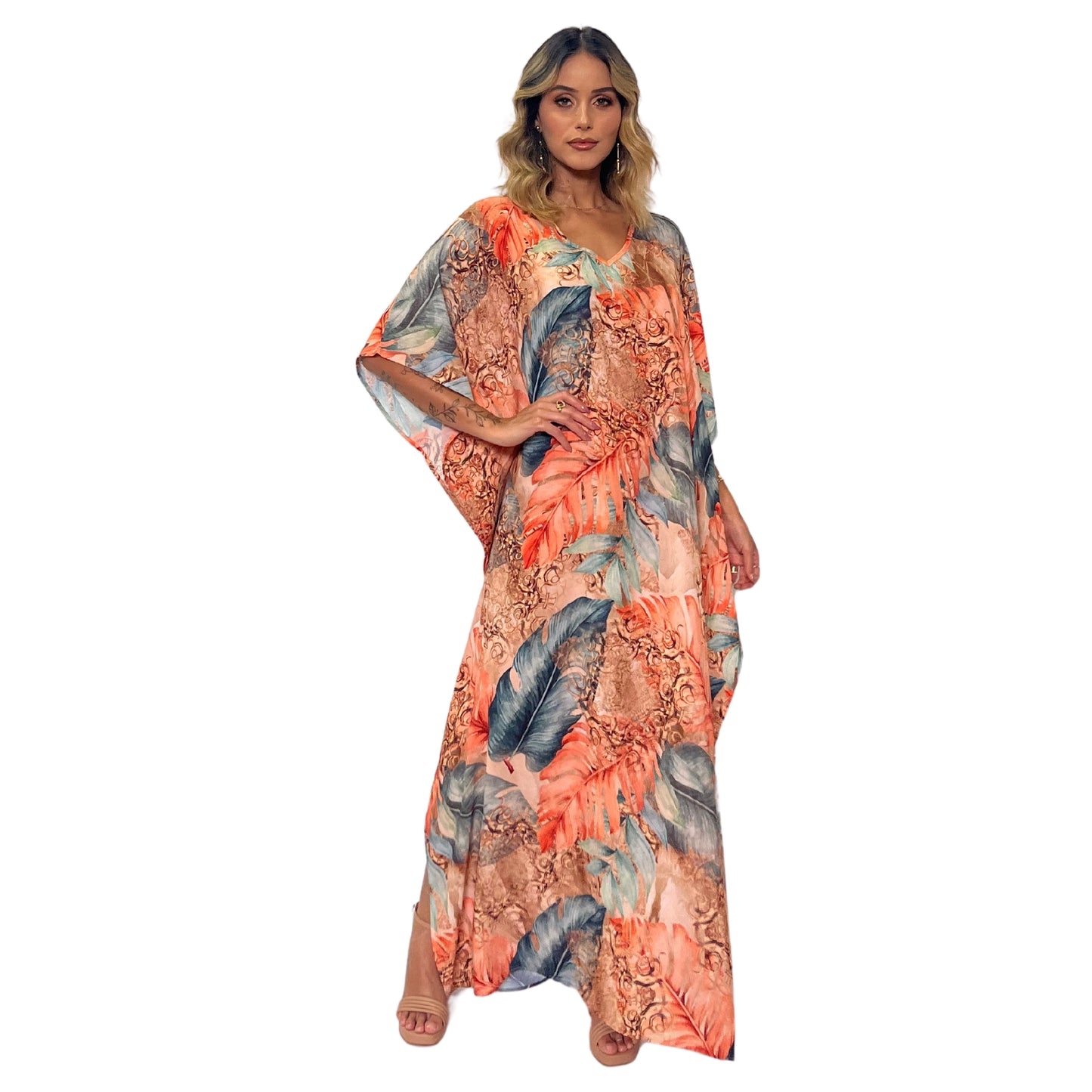Kaftan Longa estampada Bixugrillo Antunes