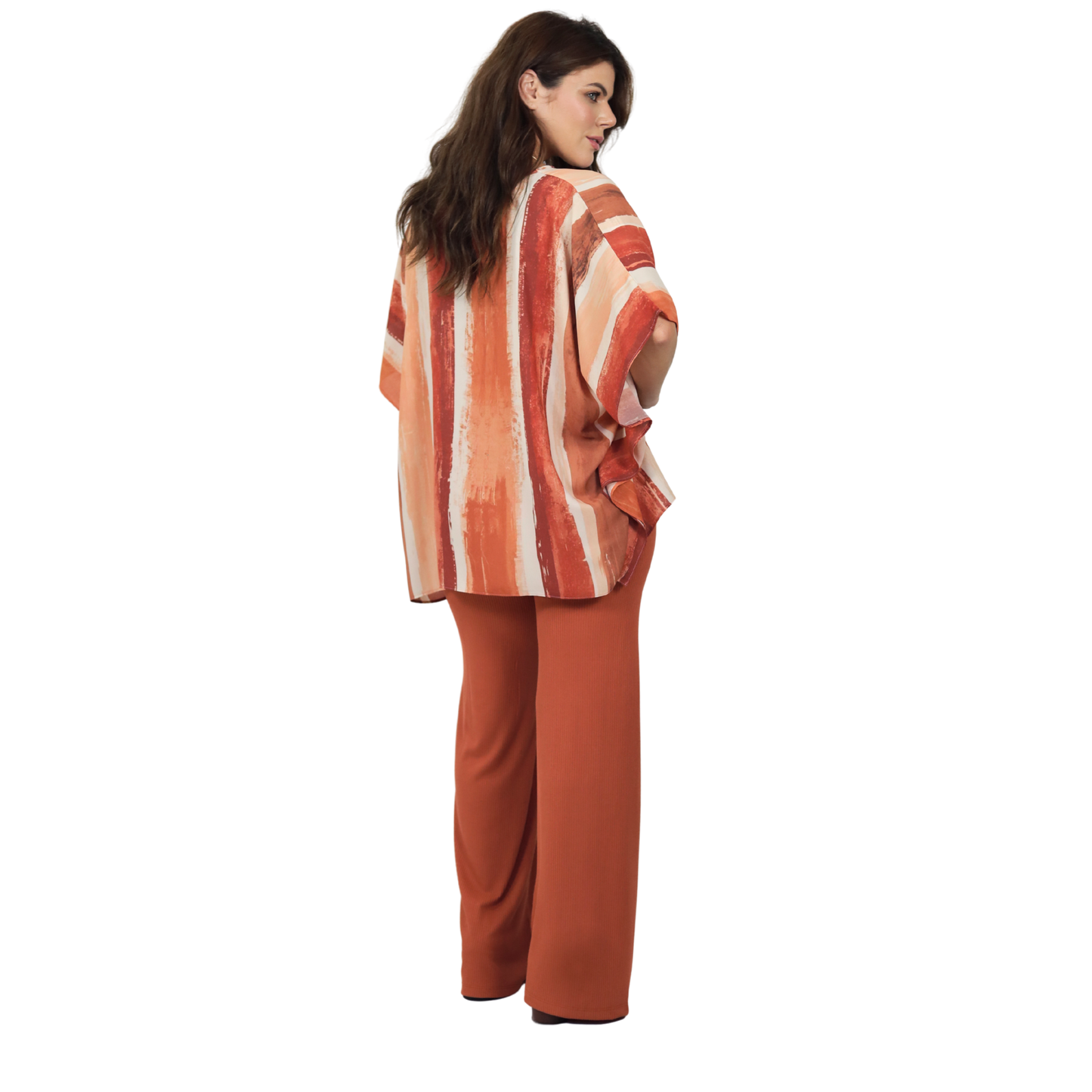 Conjunto Blusa kaftan e Pantalona BIXUGRILLO estampada Belle Rivière Terracotta