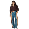 Conjunto 2pçs Camisão marron e Pantalona BIXUGRILLO estampado listras aquareladas