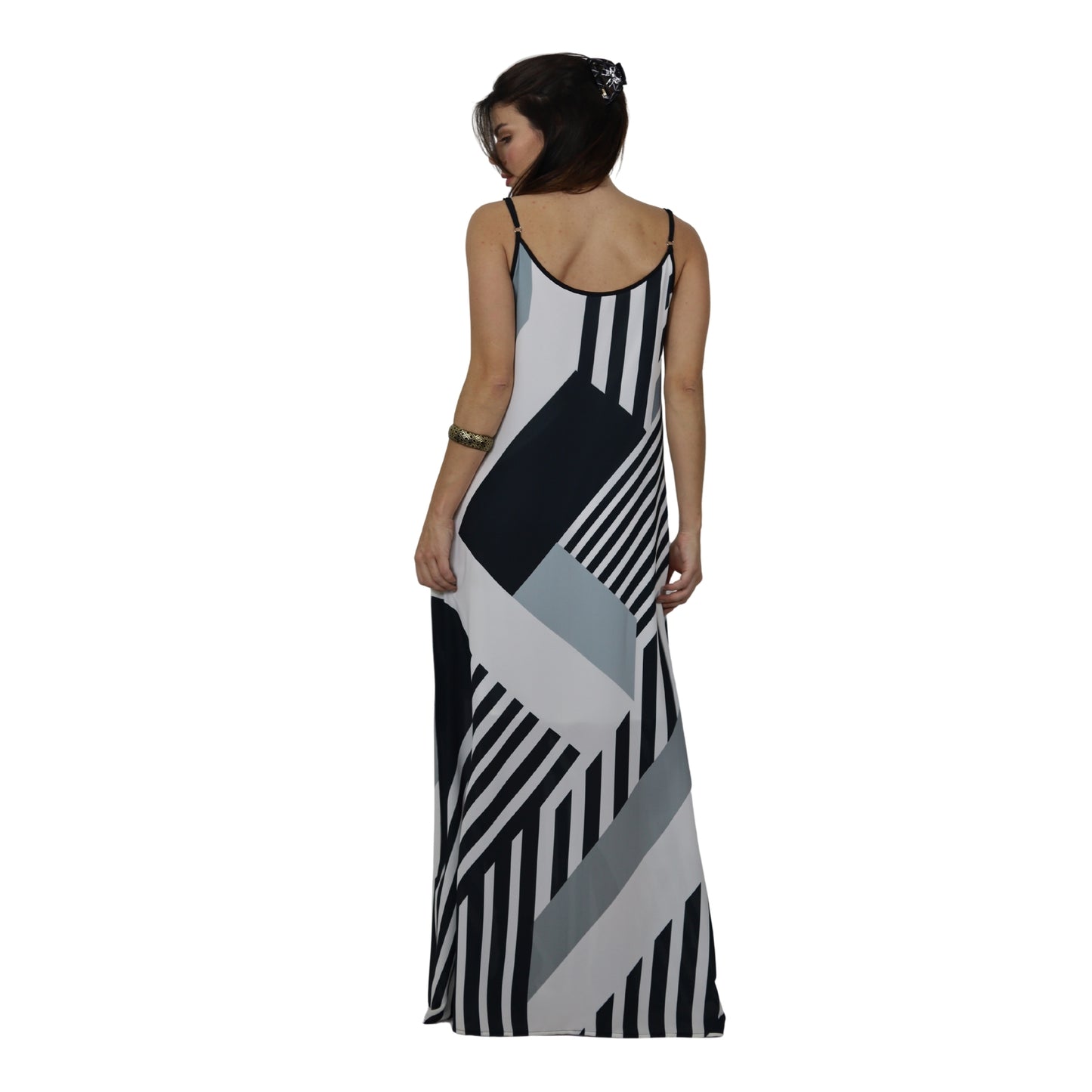 Vestido Longo de Alça Bixugrillo estampado Listras