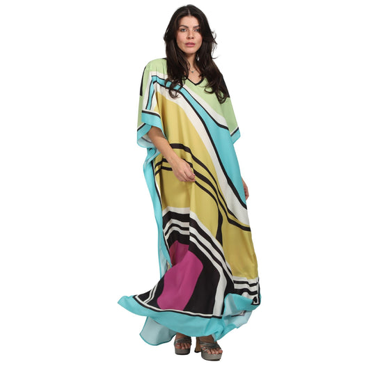 Kaftan vestido longa estampada moderno